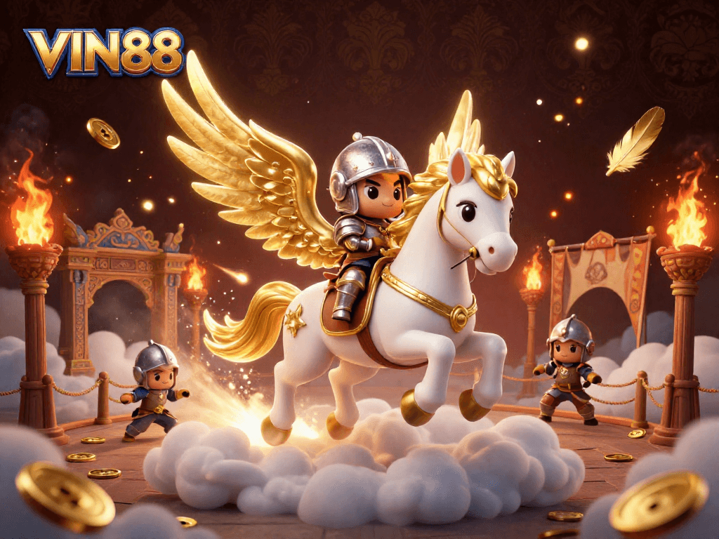 Experience thrilling gameplay at VIN88 with vibrant gaming elements and intense action in a 3D casino scene.