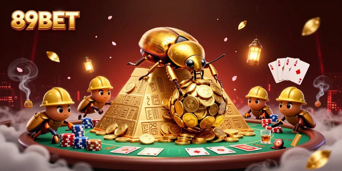 Engage in winning strategies at 89BET with a vibrant, dynamic gaming scene filled with gold and energy.