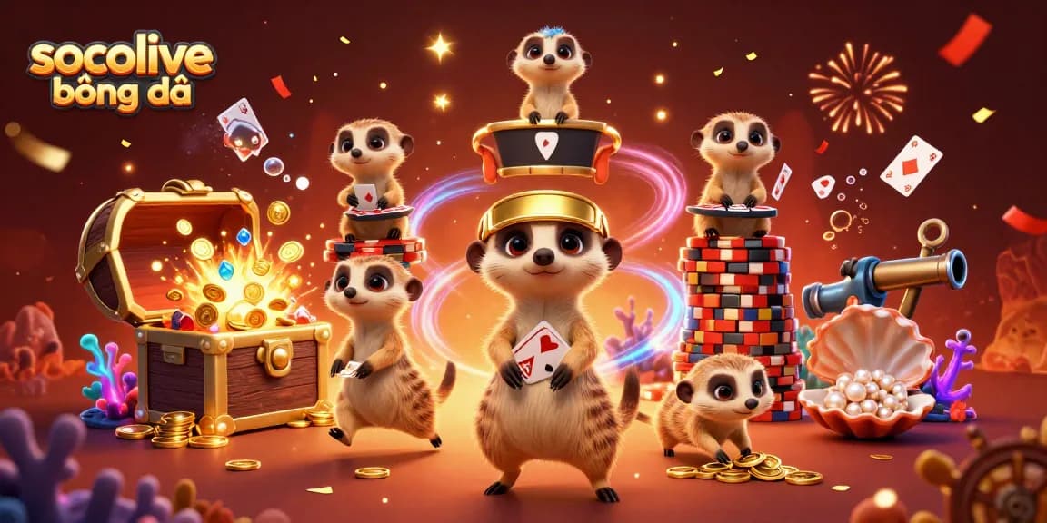 Socolive bóng đá immerses players in an energetic casino scene, where meerkats manage games and sneak chips.