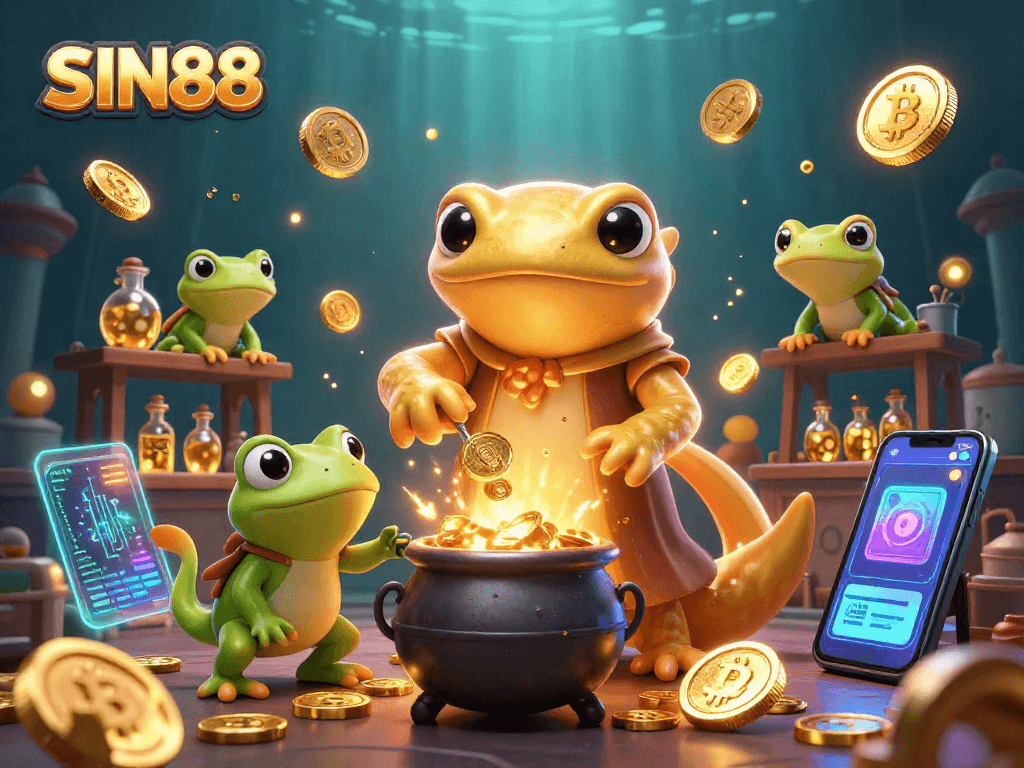 SIN88 captures excitement as the alchemist transforms metals in a vibrant 3D casino scene
