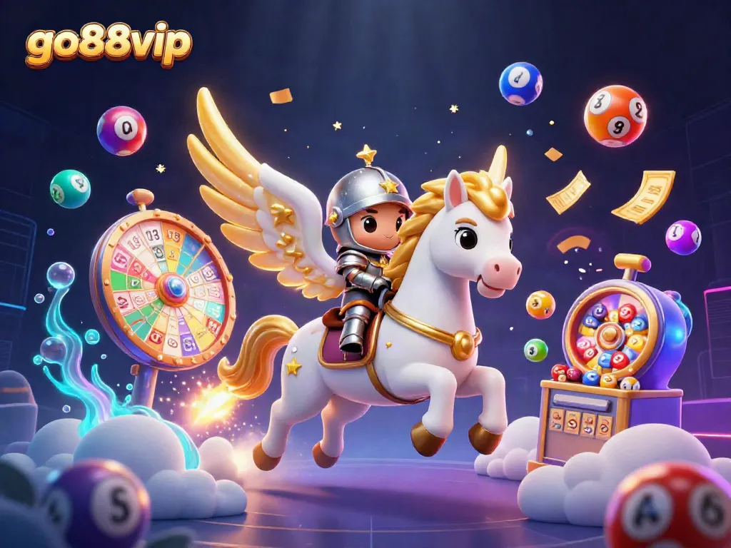 Experience exciting wins with go88vip's colorful lottery action in this vibrant 3D scene.