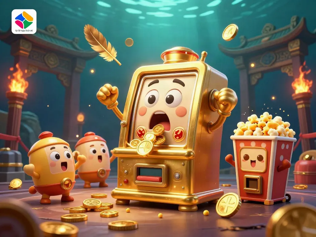 Experience the excitement of tỷ lệ kèo nhà cái with this vibrant scene of a golden slot machine jackpot.