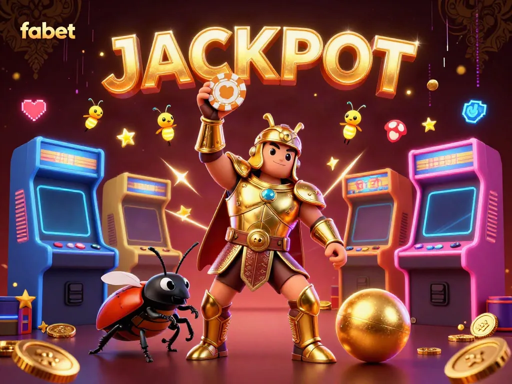 Experience jackpot thrills with fabet in a vibrant, dynamic 3D casino scene.