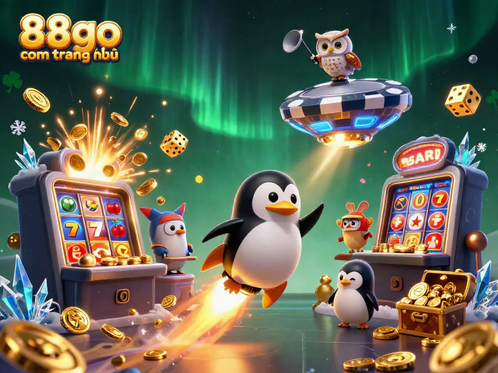 Experience the dynamic gambling world with 88go com trang chủ, featuring a golden penguin and explosive jackpots.