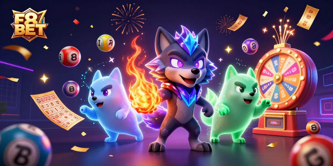 Experience thrilling gameplay at F8BET with dynamic lottery elements and glowing casino characters.
