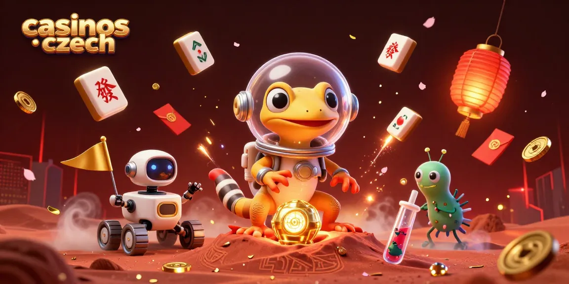 Kasina v České republice: Martianský gecko objevuje zlaté kasino v červeném písku Marsu.