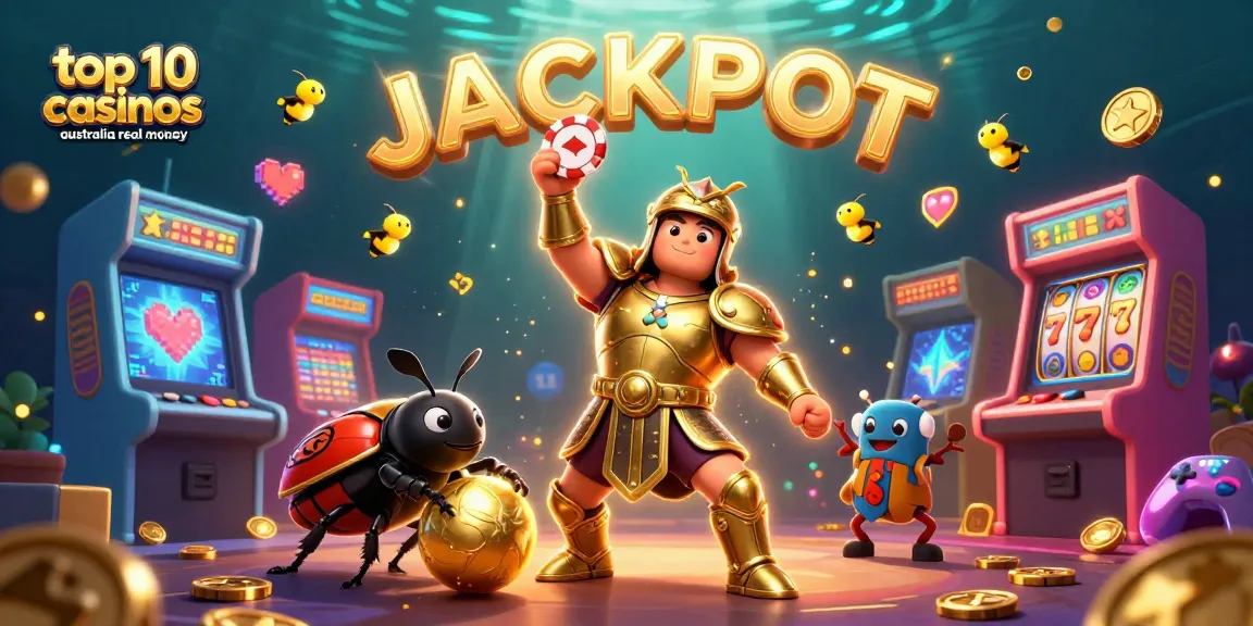 Win big with the top 10 online casinos Australia real money featured in a dazzling, vibrant scene.