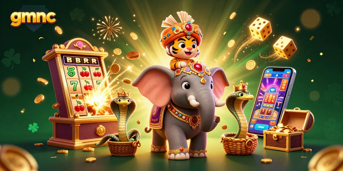 Experience the thrill of gmnc analysis with vibrant 3D casino elements in a dynamic scene.